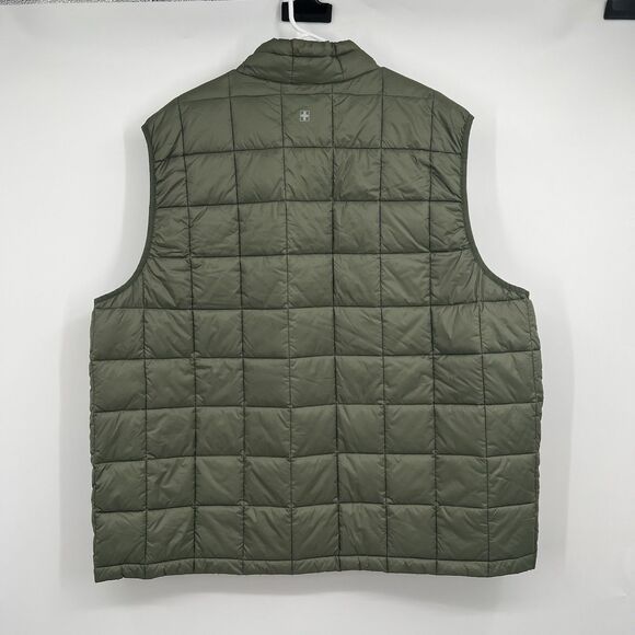SWISS TECH Mens 2X 50-52 Olive Green Puffer Vest Lightweight Quilted Outdoor Zip - Picture 4 of 10